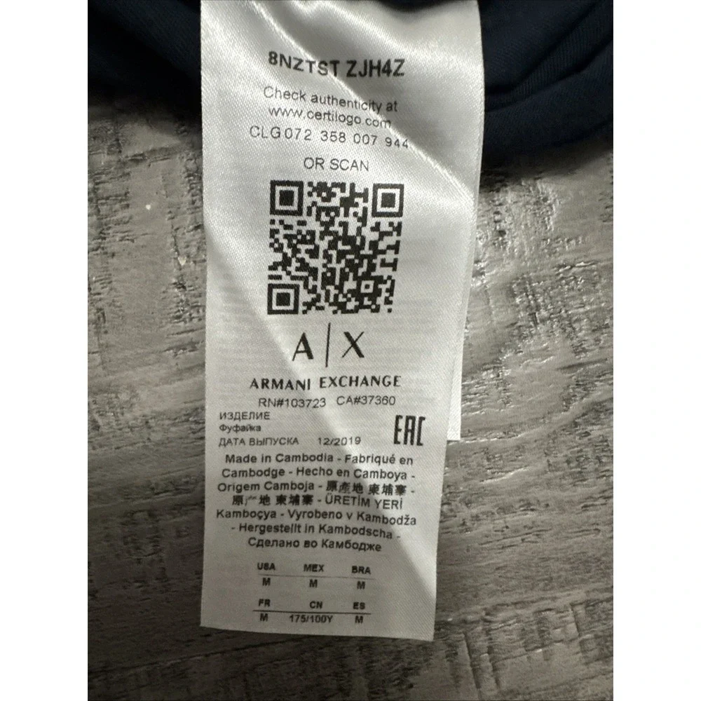 ARMANI EXCHANGE Graphic Blue Short Sleeve Reg Fit Designer T-shirt Size‎ Medium